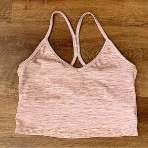 X by Gottex Rose Mauve Pink White Stripe Racerback Keyhole Sportsbra Medium